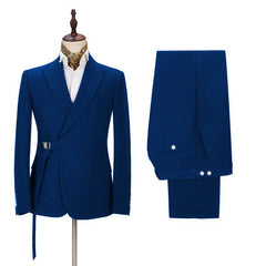 Newinlook Fashion Royal Blue Tuxedo Suit with Buckle Button for Wedding with Peak Lapel