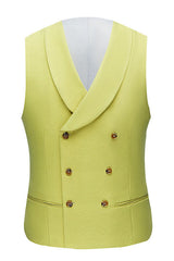 Newinlook Stylish Yellow Three-Piece Groom and Groomsmen Suit with Peaked Lapel