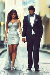 Newinlook Formal Black Two-Piece Designer Wedding Suit with Shawl Lapel