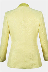 Newinlook Yellow Jacquard Morning Suit - Three Pieces Notch Collar