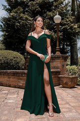 Newinlook Burnt Orange Evening Dress Spaghetti-Straps Split Sweetheart Off-The-Shoulder