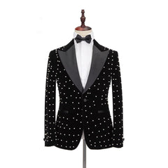 Newinlook Gorgeous Casual Black Prom Outfit with Peaked Lapel for Men