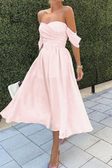 Newinlook Baby Blue Short Evening Dress With Strapless Off-The-Shoulder