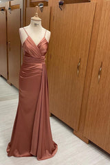 Newinlook Elegant Spaghetti-Straps Mermaid Evening Dress V-Neck