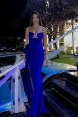 Spaghetti Strap Sleeveless Long Mermaid Formal Dress With Split Beading