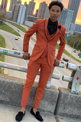 Newinlook Casual Orange Bespoke Dinner Prom Suit for Men, Three Pieces