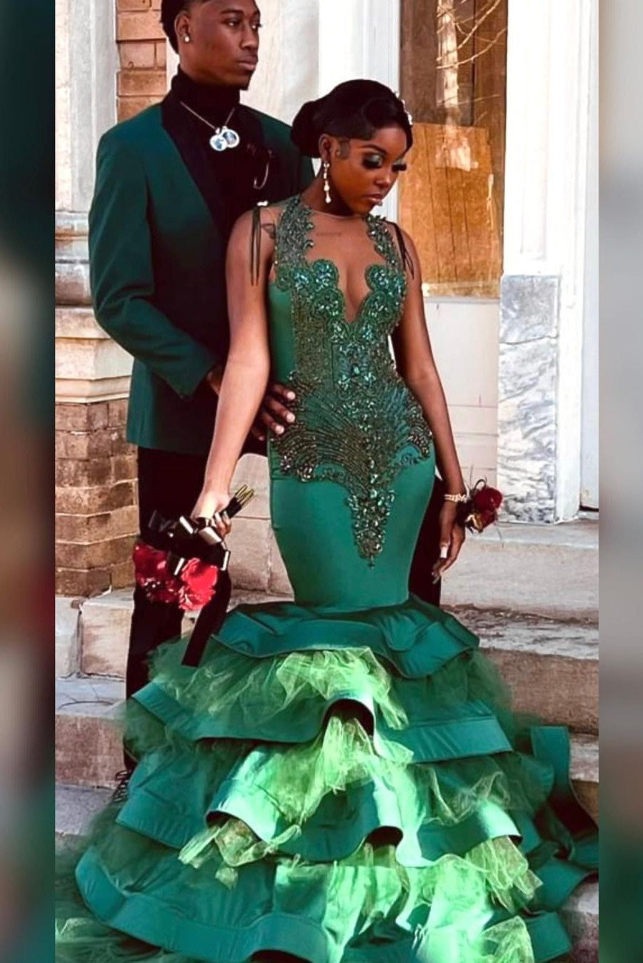 Newinlook Green Stunning Sleeveless Charming Evening Dress