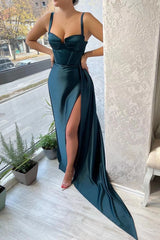 Newinlook Elegant Straps Mermaid Evening Dress Sleeveless With Split