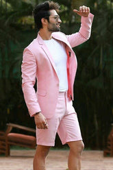 Newinlook Handsome Pink One-Button Tuxedo Suit with Notched Lapel for Wedding