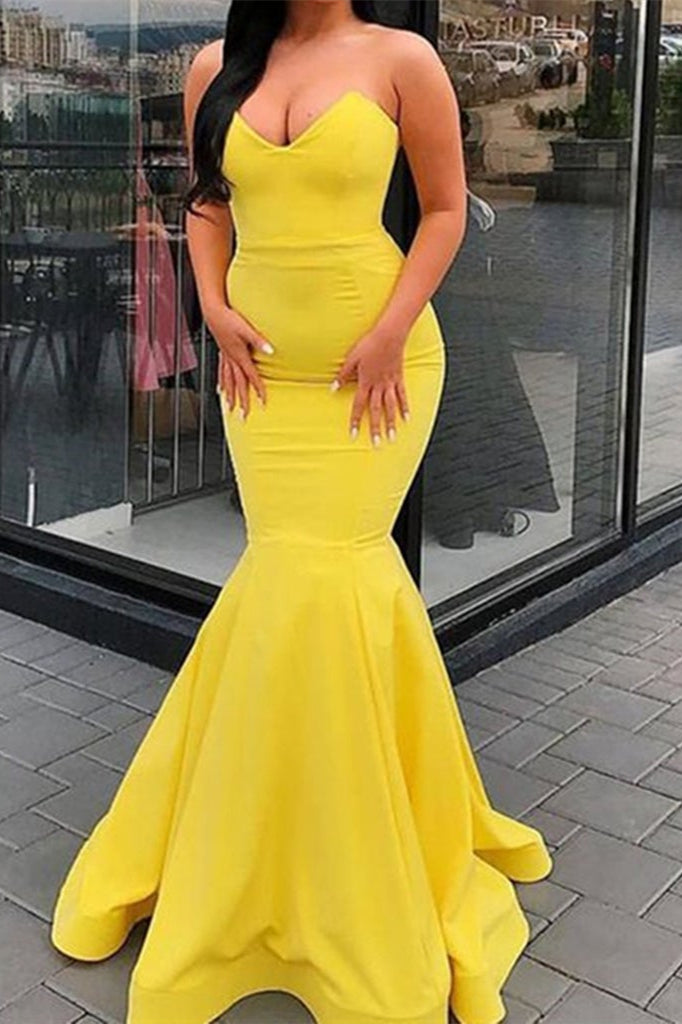 Newinlook Sweetheart Mermaid Yellow Evening Dress