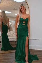Strapless Sweetheart Sleeveless Mermaid Formal Dress With High Split