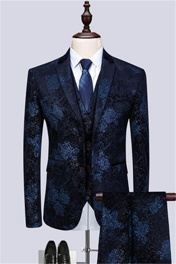 Newinlook Navy Blue Tuxedo for Groom’s Classic Morning Wedding