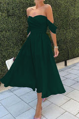 Newinlook Baby Blue Short Evening Dress With Strapless Off-The-Shoulder