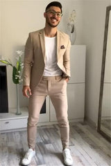 Newinlook Handsome Khaki Formal Prom Attire, 2 Pieces for Guys 2024 with One Button