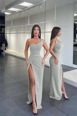 Newinlook Pretty Long One Shoulder Sleeveless Mermaid Evening Dress Slit