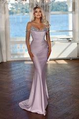 Newinlook Elegant Spaghetti-Straps Evening Dress Mermaid Long With Tassels Sequins