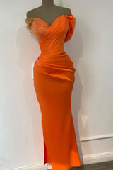 Newinlook Mermaid Orange Sequins Evening Dress With Off-The-Shoulder Sweetheart