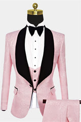 Newinlook Reception Suit - Pink Jacquard Tuxedo on Sale for Groom