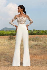 Newinlook High-Grade White Embroidery Extraordinary Waist Slim Fit Party Jump Suit