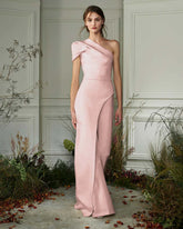 Newinlook Chic White One-Shoulder Irregular Long Party Jump Suit