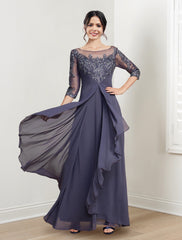 Floor-Length Mother of the Bride Dresses with A-Line and Princess Scoop Necklines