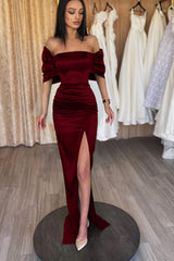 Newinlook Emerald Off-The-Shoulder Evening Dress With Split