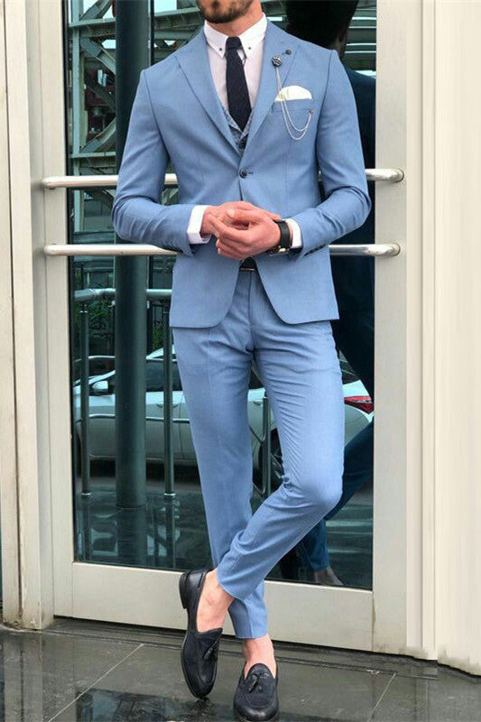 Newinlook Classic Blue Bespoke Tuxedo Suit with Peaked Lapel for Wedding