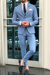 Newinlook Classic Blue Bespoke Tuxedo Suit with Peaked Lapel for Wedding