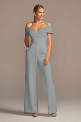 Newinlook Graceful White Off-the-Shoulder Sleeveless Strapless Long Jump Suit