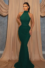 Newinlook Mermaid Sleeveless Evening Dress Sequins With Belt Halter