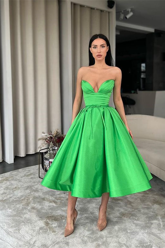 Newinlook Sweetheart Green Short Evening Dress A-Line With Pockets
