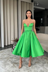 Newinlook Sweetheart Green Short Evening Dress A-Line With Pockets