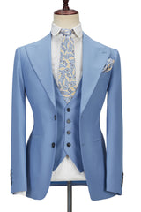 Newinlook Gorgeous Blue Three-Piece Homecoming Suit with Peak Lapel