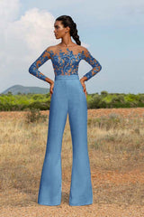 Newinlook High-Grade White Embroidery Extraordinary Waist Slim Fit Party Jump Suit