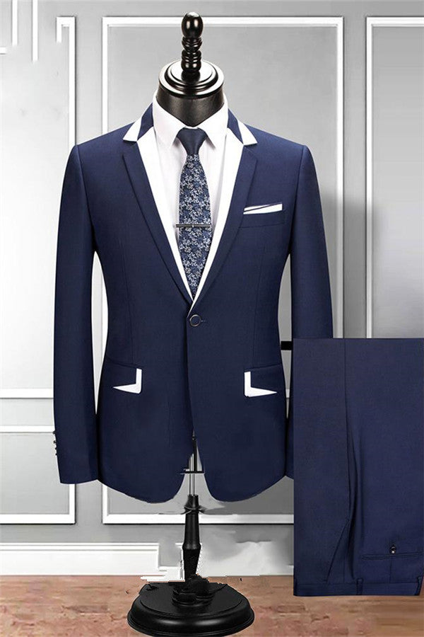 Newinlook Navy Blue Groom and Groomsmen Suits - Notched Lapel, Two Pieces