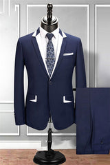 Newinlook Navy Blue Groom and Groomsmen Suits - Notched Lapel, Two Pieces