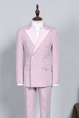 Newinlook New Double-Breasted Pink Reception Suit with Peaked Lapel for Men