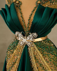 Heavy Emerald Green Straps Mermaid Formal Dress With Sleeveless Long
