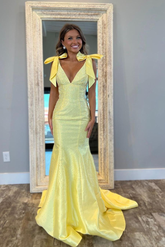Straps V Neck Sleeveless Long Mermaid Formal Dress With Beading