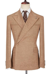 Newinlook Gentle Brown Peaked Lapel Prom Suit with Ruffles