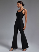 Newinlook Glamorous Black Sheath Sleeveless Square Long Jump Suit