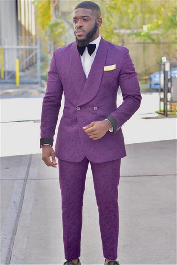 Newinlook Gentle Purple Jacquard Prince Suit for Prom