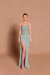 Spaghetti Strap Sleeveless Long Mermaid Formal Dress With Split