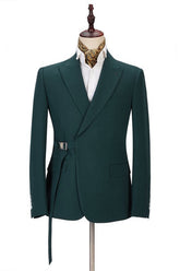 Newinlook Gentle Dark Green Father of the Bride Suit with Peaked Lapel