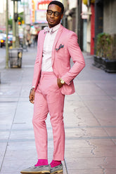 Newinlook Handsome One-Button Pink Wedding Suit for Groom