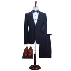 Newinlook Modern Slim Fit Dark Navy Men’s Wearhouse Wedding Suit with Notched Lapel