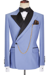 Newinlook Modern Blue Best-Fit Business Prom Suit with Peaked Lapel for Men