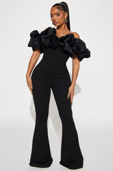 Newinlook Charming Black Strapless Off-the-Shoulder Long Jump Suit