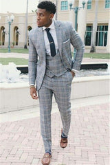 Newinlook Grid Western Wedding Suits - Three Piece with Notch Lapel for Wedding, New Arrivals