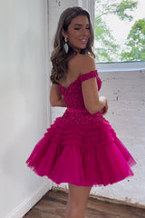 Sadie A-Line Tulle Tiered Short Homecoming Dress